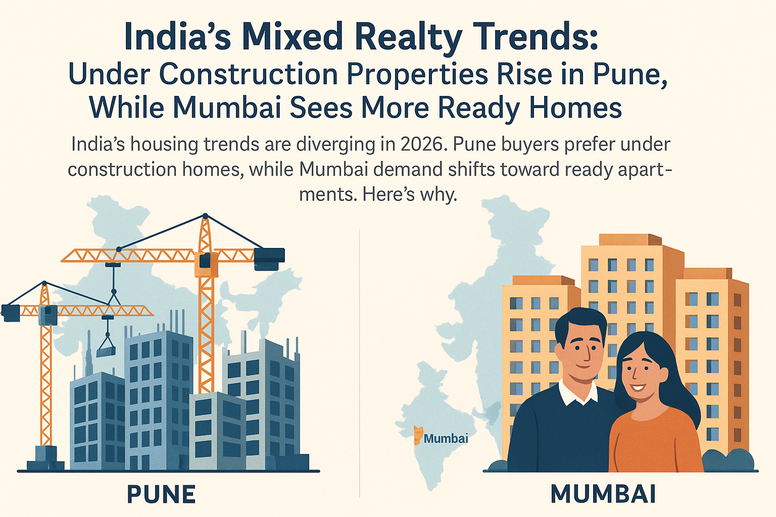 India’s Mixed Realty Trends: Under Construction Properties Rise in Pune, While Mumbai Sees More Ready Homes