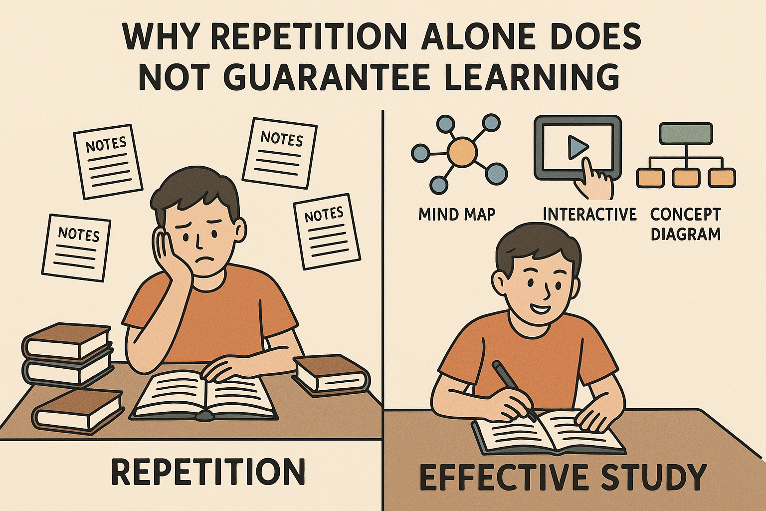 Why Repetition Alone Does Not Guarantee Learning