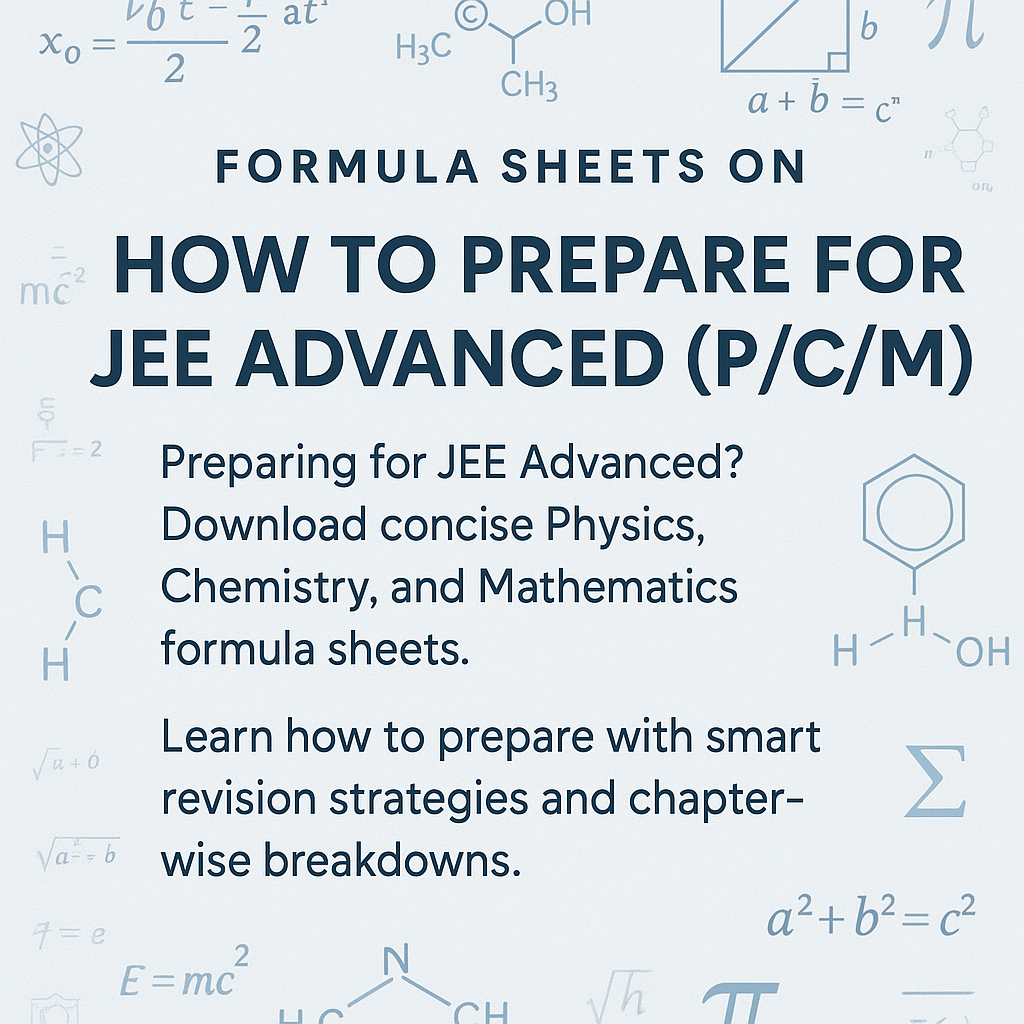 Formula Sheets on How to Prepare for JEE Advanced (P/C/M)