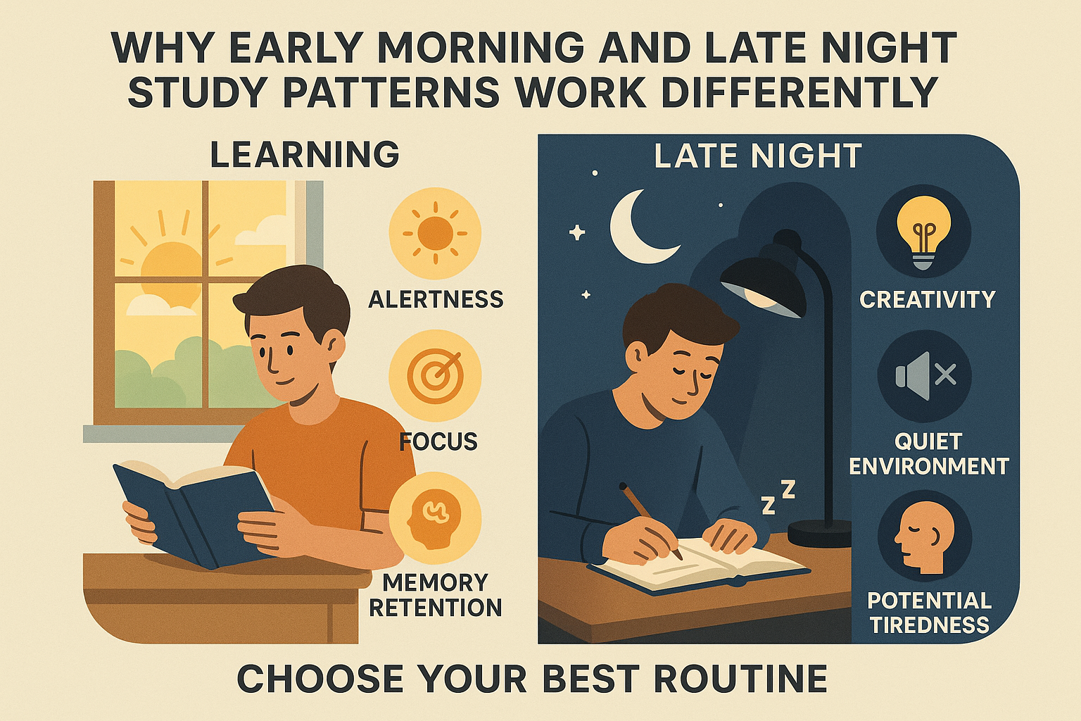 Why Early Morning and Late Night Study Patterns Work Differently