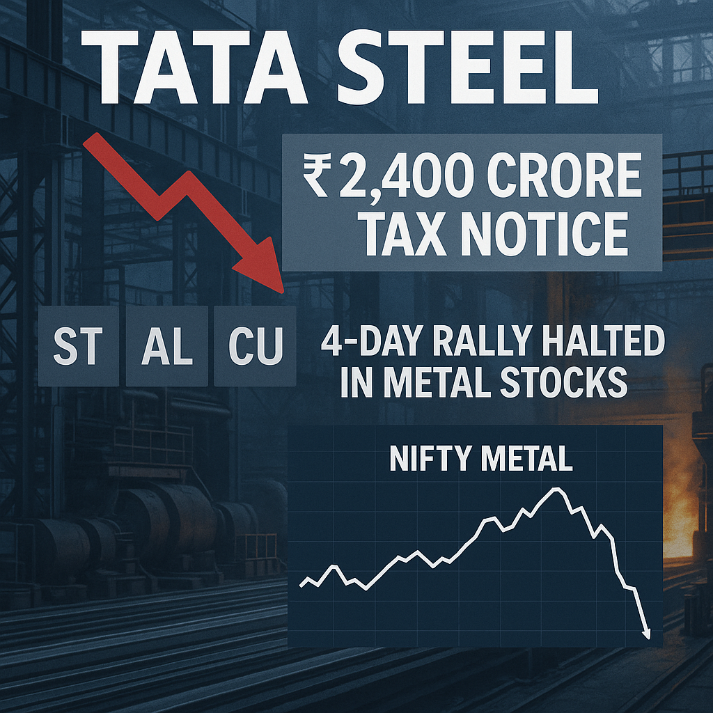 Tata Steel Plunges on ₹2,400-Crore Tax Notice, Drags Metal Index Lower